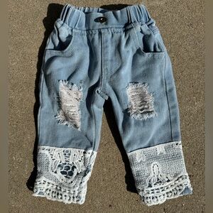 Girls Jeans with Lace 6-12 months, New